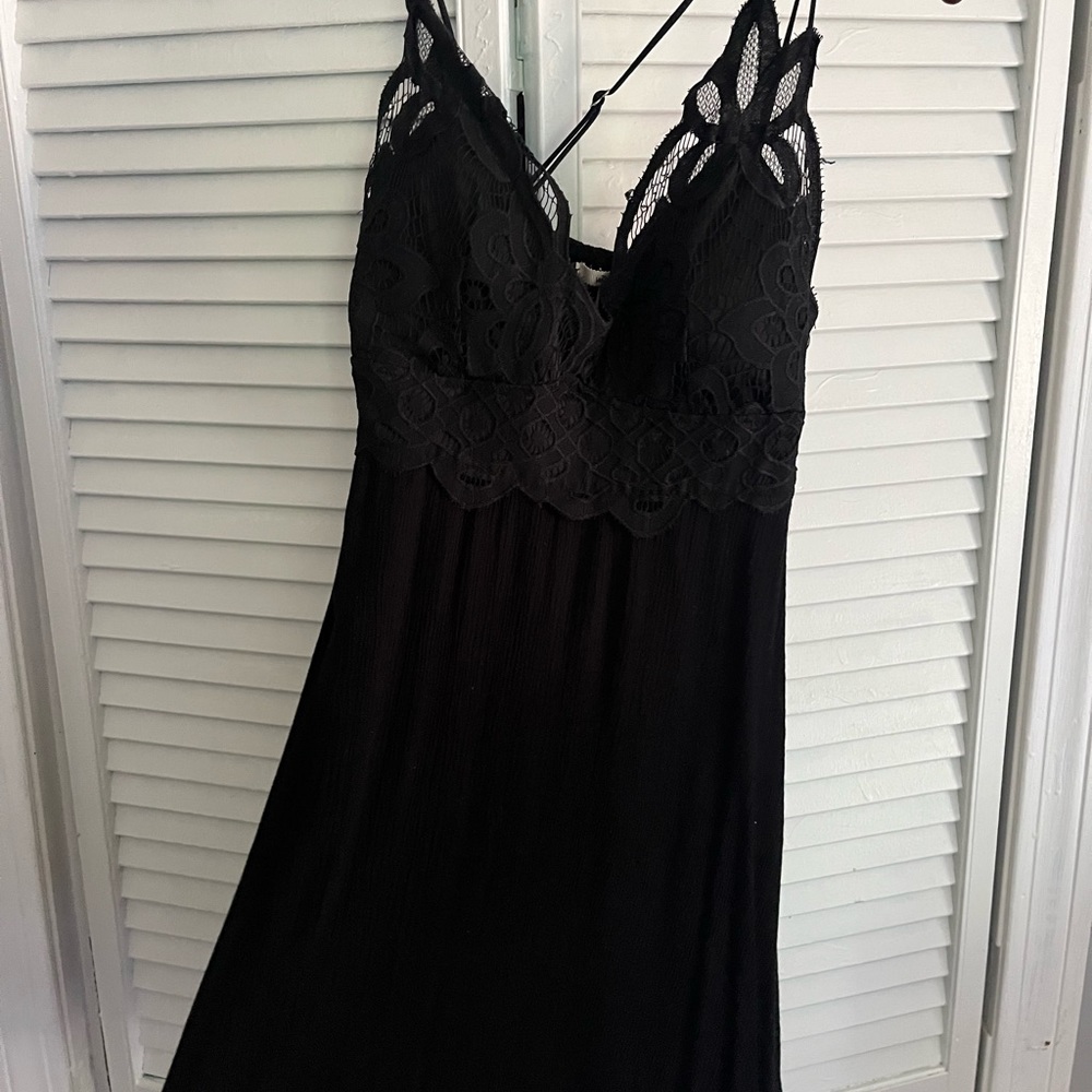 Francescas Black Crotchet Dress